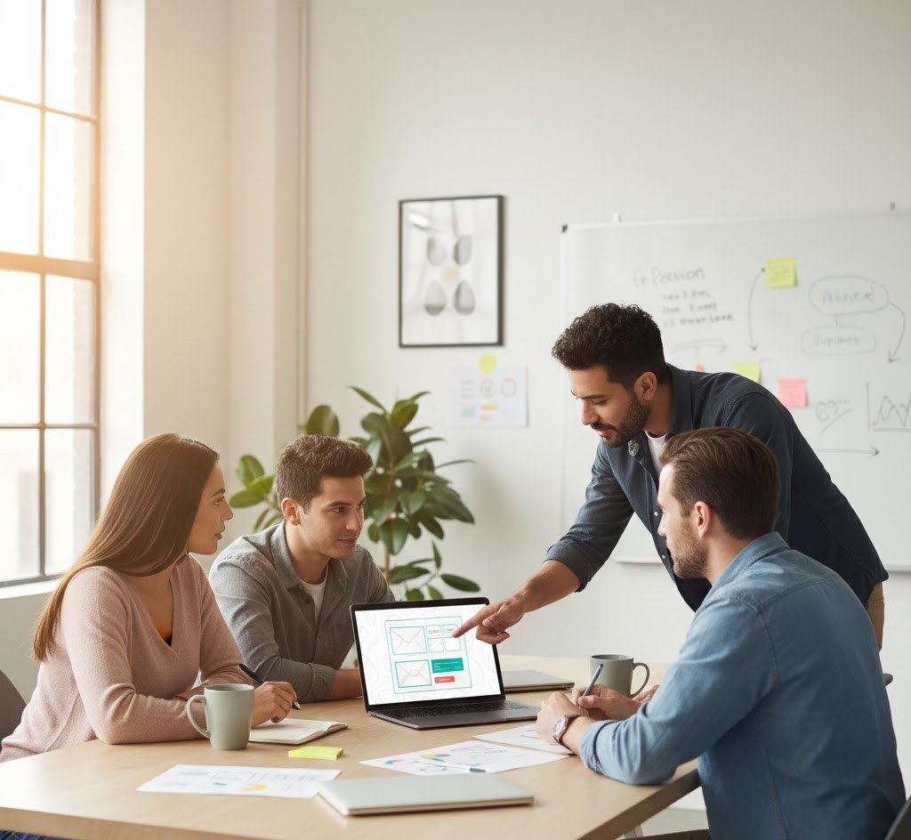 Team working on website projects